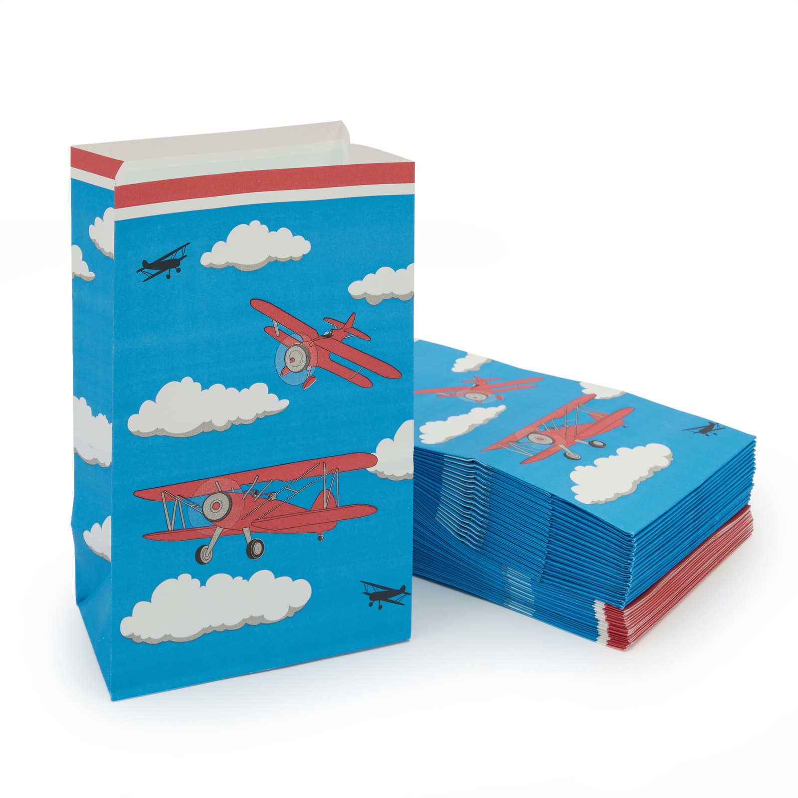36 Pack Small Paper Goodie Bags for Kids Airplane Themed Birthday Party  Decorations (5.1 x 8.7 In)